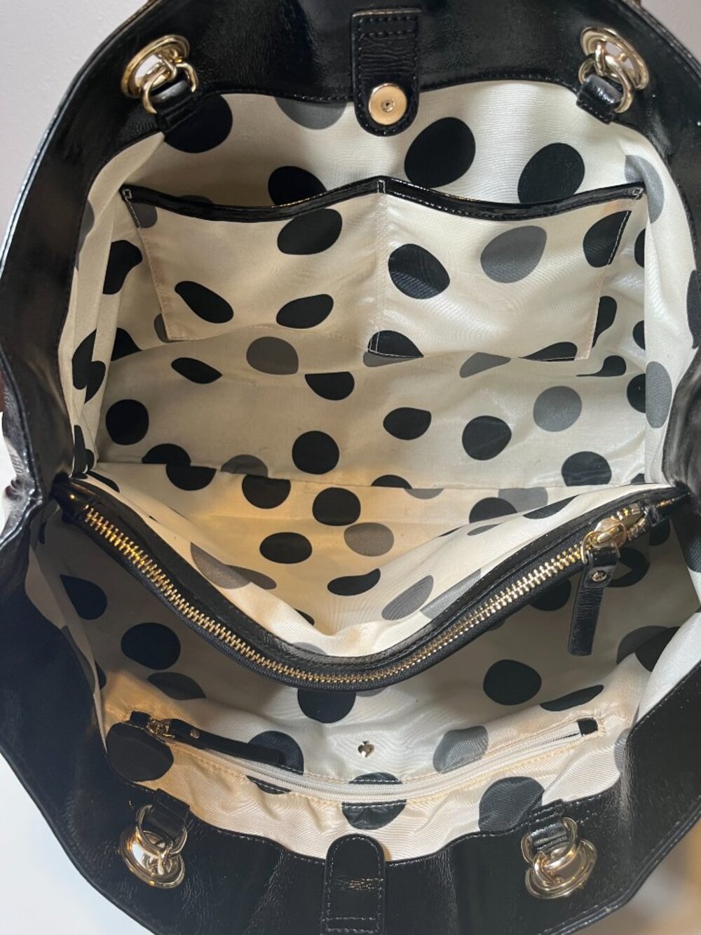 Kate Spade New York Black Patent Leather Deborah Lloyd Era Tote Chain Strap - Picture 12 of 14